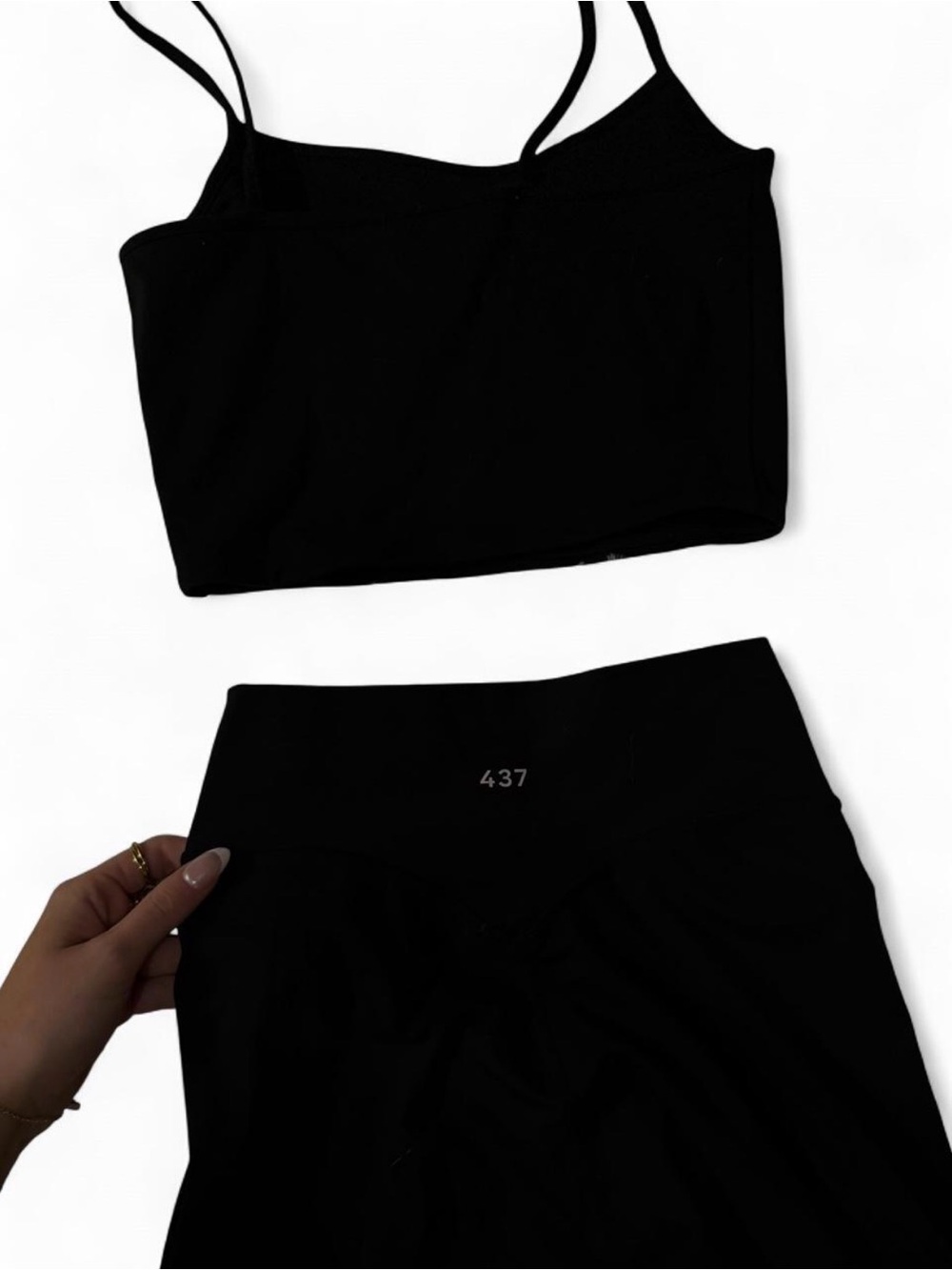 437 Black Cropped Tank & v Waist Legging Set - Picture 2 of 3